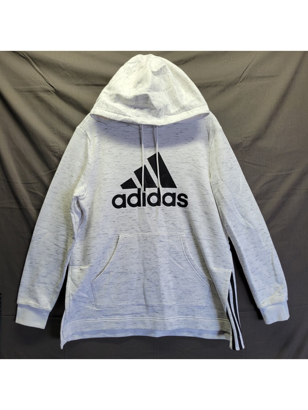 Adidas Woman White Big Logo pullover long sleeve hoodie Size L